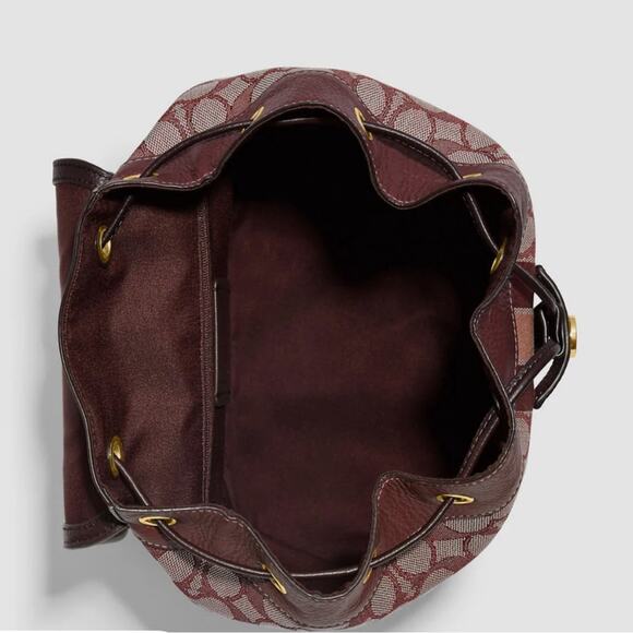 NWT Coach Dempsey Drawstring Backpack In Signature Jacquard With Patch Stripe - Picture 5 of 9